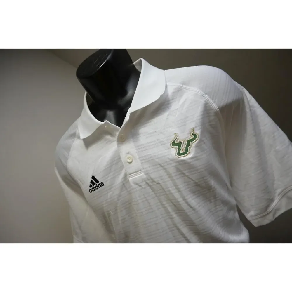 Adidas Golf Polo ClimaLite South Florida Bulls Athletic Golf Shirt Mens Sz Large